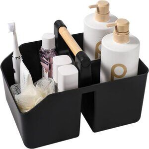 Portable Shower Caddy Basket Bathroom Organizer Tote with Bamboo Handle Storage